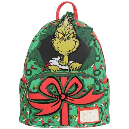 Grinch Christmas Present Mini-Backpack